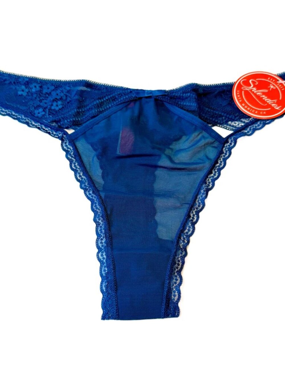 Splendies Size 2X Elara Thong New Pair of Underwear Solid Navy Blue Mesh Lace